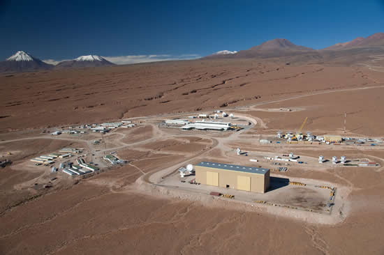 Aerial view of the Operations Support Facilities (OSF) at around 2900m.