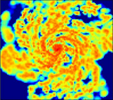 Simulation of dust and molecules in a disk galaxy